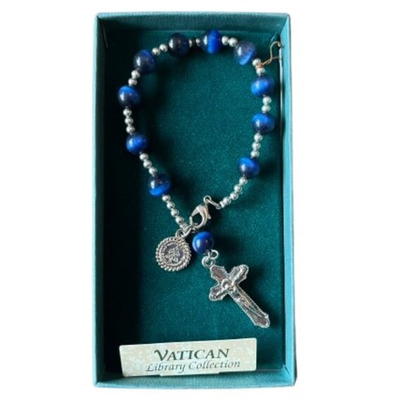 NWT Limited Edition Vatican Library Collection Lapis Lazuli Rosary Bracelet - Picture 1 of 5